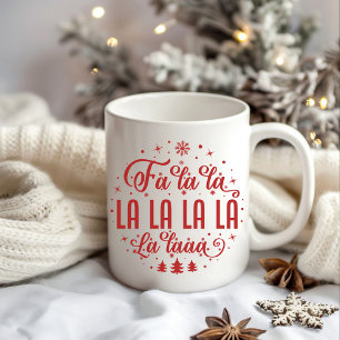 Caneca De Café Fa La La La La La Red Christmas Mug, Holiday Gift