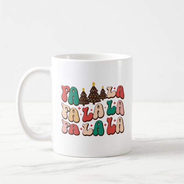 Caneca De Café Fa la la Retro Groovy Feriados de Natal (Esquerda)