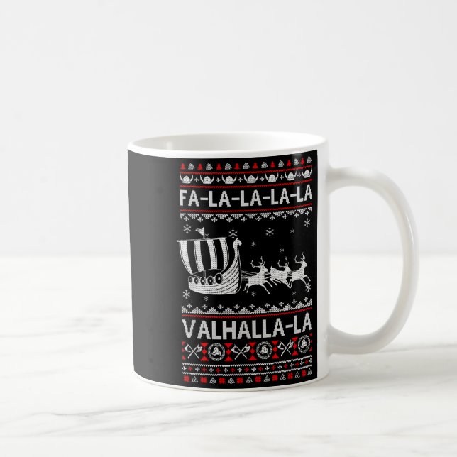 Caneca De Café Fa La La Valhalla Navio Viking Natal Xmas Suéter F (Direita)