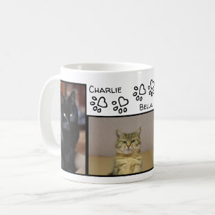 Caneca De Café Fab Paw Imprime Corações Três Nomes de Gatos e Fot