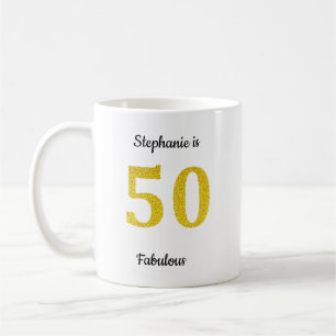 Caneca De Café Fabuloso 50º Aniversário do Monograma Dourado de L