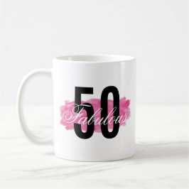 Caneca De Café Fabuloso 50 Girly Pink Watercolor