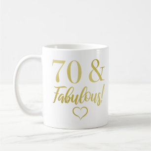 Caneca De Café Fabuloso 70 de Aniversário (Dourado)