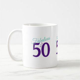 Caneca De Café Fabuloso Teal Roxo Simples Moderno 50º Aniversário
