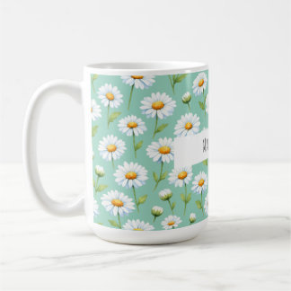 Caneca De Café Faça acontecer - margaridas aquarela