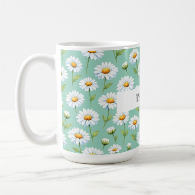 Caneca De Café Faça acontecer - margaridas aquarela (Esquerda)