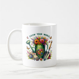 Caneca De Café Faça crescer seu Design de Jardim Floral Mundial