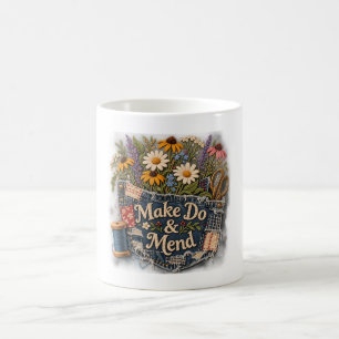 Caneca De Café Faça Dar & Remende – Bolsos de Jeans com Flores Si