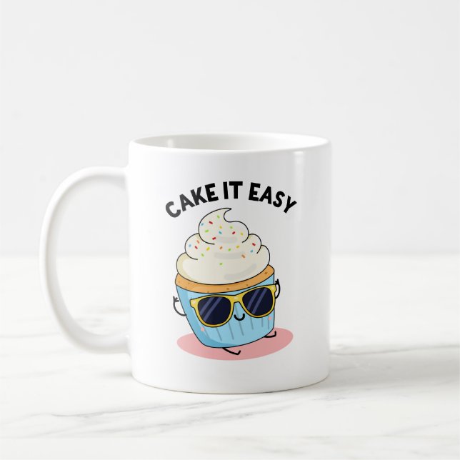 Caneca De Café Faça-O Fácil E Engraçado Cupcake Pun (Esquerda)