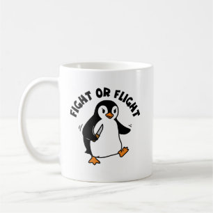 Caneca De Café Faca Penguinim raivosa, preto minimalista e branco
