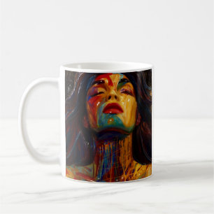 Caneca De Café Face Abstrato Colorida