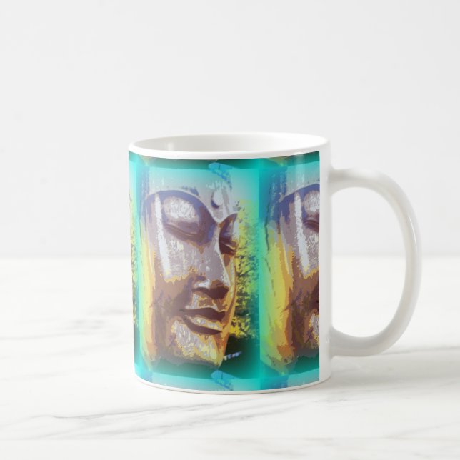 Caneca De Café faces verdes de buddha (Direita)