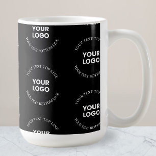 Caneca De Café Fácil de Substituir Logotipo e Padrão de Texto Edi