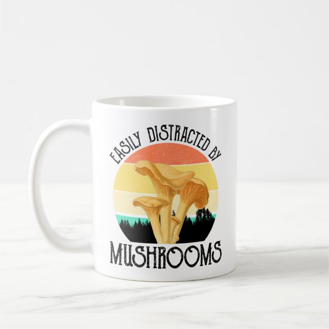 Caneca De Café Fácil Distração Por Cogumelos (Chanterelle) (Esquerda)