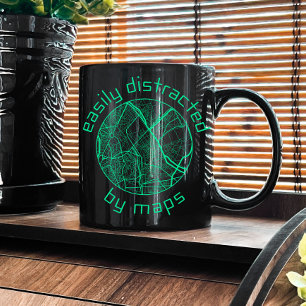 Caneca De Café Fácil Distração Por Mapas, Cartografia, Fazer De M