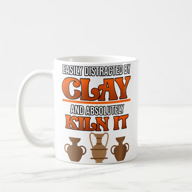 Caneca De Café Fácilmente Distraído Por Artista De Argila De Cerâ (Esquerda)