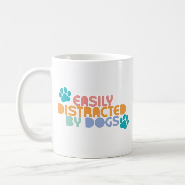 Caneca De Café Facilmente distraído por cães (Esquerda)
