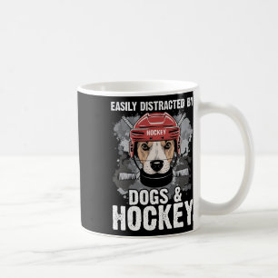 Caneca De Café Facilmente Distraído Por Cães E Hóquei Cachorro En