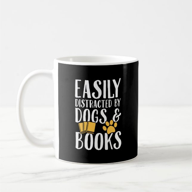 Caneca De Café Facilmente distraído por cães e livros (Esquerda)