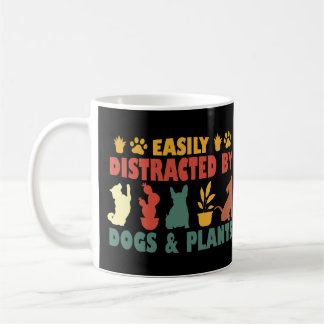Caneca De Café Facilmente Distraído Por Cães E Plantas