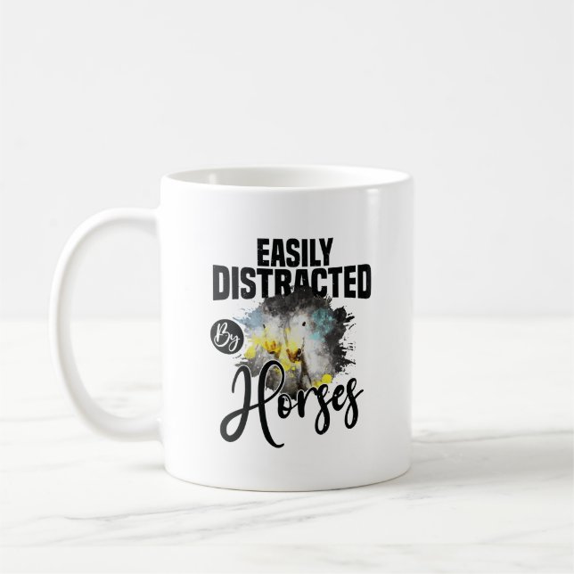 Caneca De Café Facilmente Distraído por Cavalos Amante de Cavalos (Esquerda)