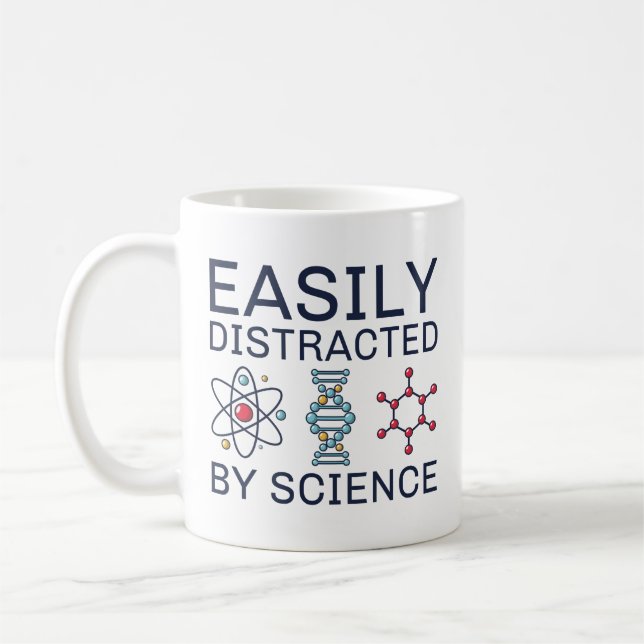 Caneca De Café Facilmente Distraído Por Ciência (Esquerda)