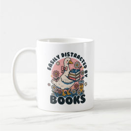 Caneca De Café Facilmente Distraído Por Ganso Vintage Com Livros