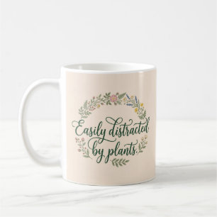 Caneca De Café Facilmente Distraído por Plantas Jardim Floral