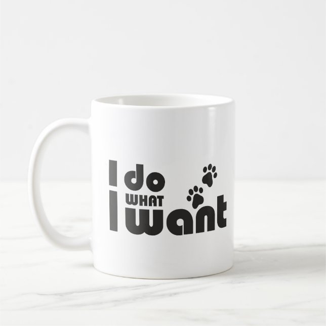 Caneca De Café Faço o que quero, xixi de cão de gato engraçado (Esquerda)