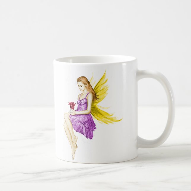 Caneca De Café Fada de Árvore de Prata, com Flor (Direita)