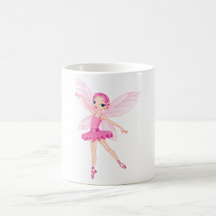 Caneca De Café Fada De Ballerina Rosa Elegante Para Amantes De Da