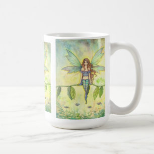 Caneca De Café Fada de Jardim Verde por Molly Harrison Fantasy Ar
