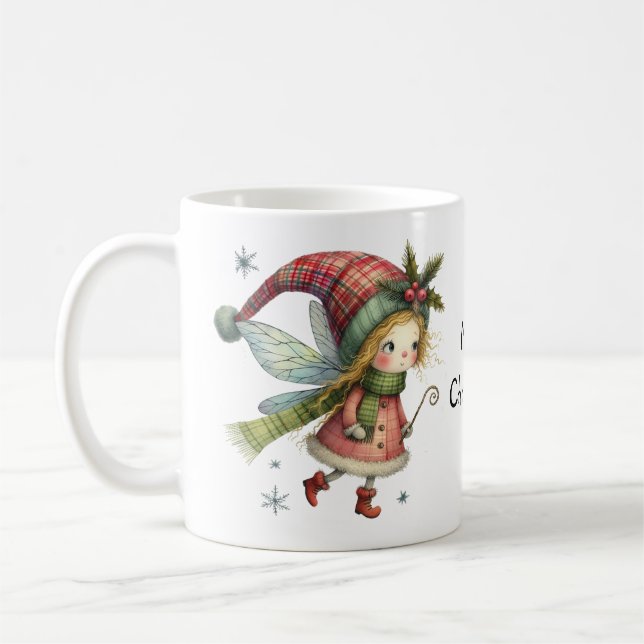 Caneca De Café Fada de Natal com Holly e Berries (Esquerda)