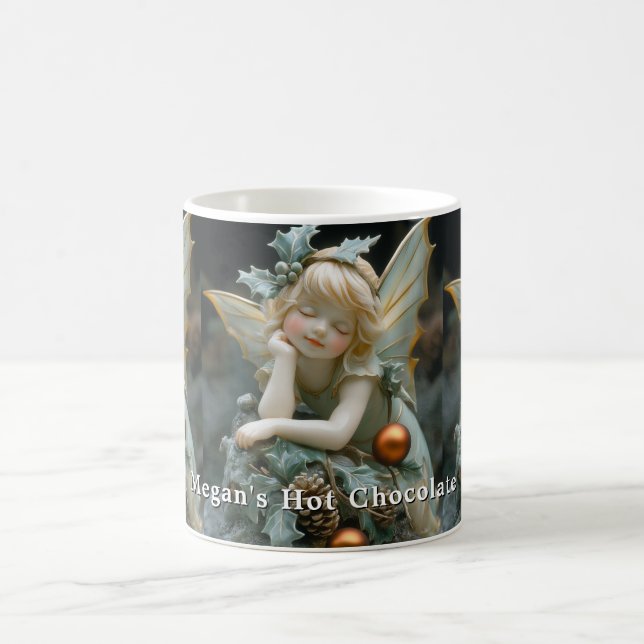 Caneca De Café Fada de Natal Dormindo Holly Pinecones (Centro)