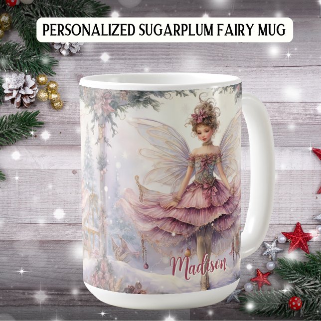 Caneca De Café Fada de Sugarplum Personalizada Elegante (Criador carregado)
