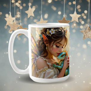 Caneca De Café Fada e Dragão Místico Personalizado