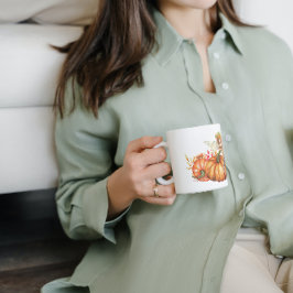 Caneca De Café Fada Florestal e Buquê de Abóbora de outono