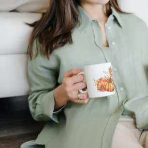 Caneca De Café Fada Florestal e Buquê de Abóbora de outono