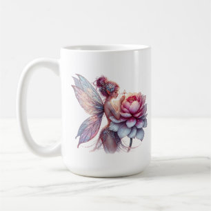 Caneca De Café Fada que segura uma flor de tamanho excessivo pers
