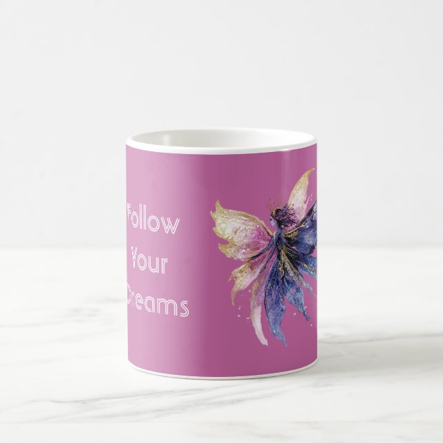 Caneca De Café Fada Rosa Dourado Creme Roxo (Centro)