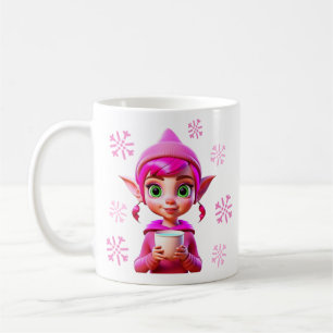 Caneca De Café Fada Rosa Fofa com Café ou Cacau Natal