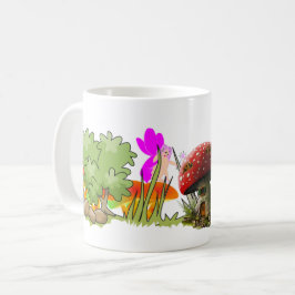 Caneca De Café Fada Roxa Fantasia com Cogumelos Mágicos
