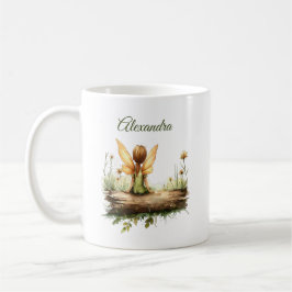 Caneca De Café Fada solitário sentada em um diário