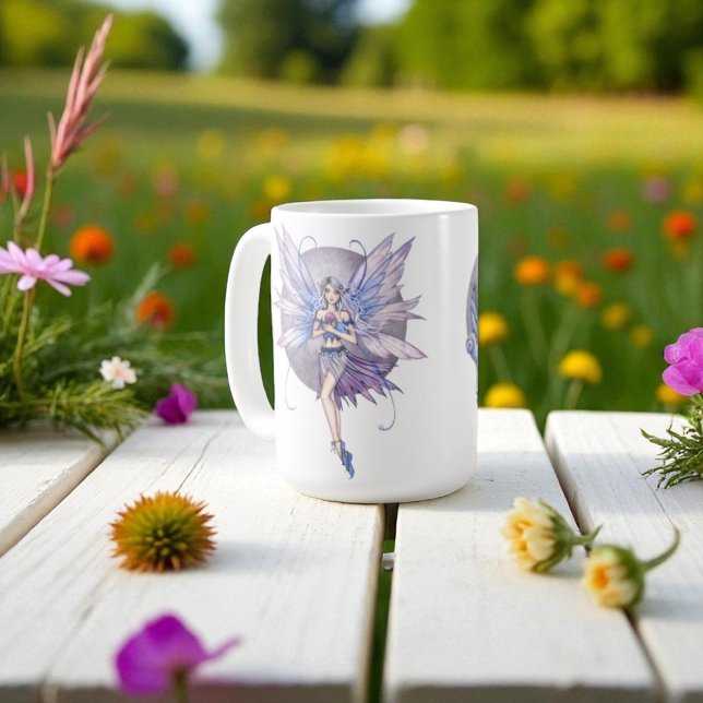 Caneca De Café Fadas da Lua Azul e Roxo Periwinkle (Criador carregado)
