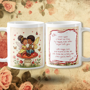 Caneca De Café Fadas Românticas Doces e Poema de Amor