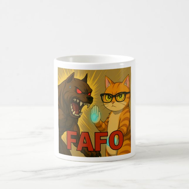 Caneca De Café FAFO Cat and Dog Funny Sticker | Unbothered Pet At (Centro)
