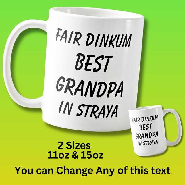 Caneca De Café Fair Dinkum BEST GRANDPA em Straya (Austrália) (Criador carregado)