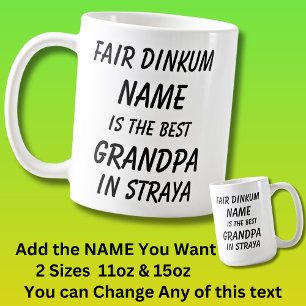 Caneca De Café Fair Dinkum NAME BEST GRANDPA Straya (Austrália)