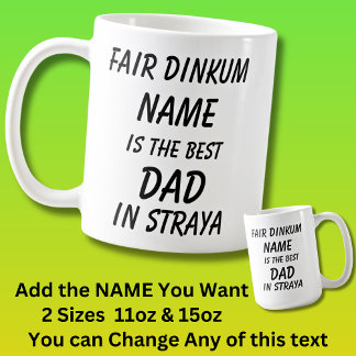 Caneca De Café Fair Dinkum NAME BEST PAI em Straya (Austrália)