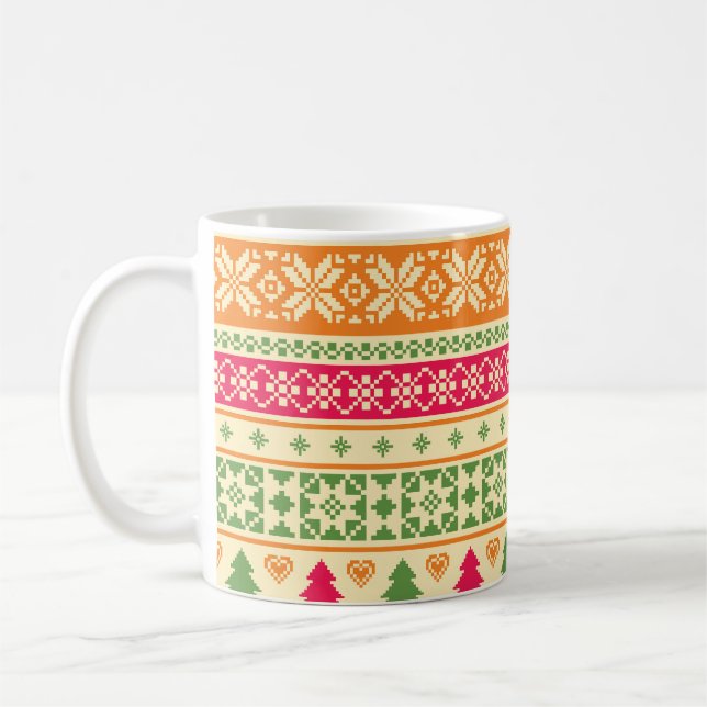 Caneca De Café Fair Isle Style Natal Sem Sede (Esquerda)